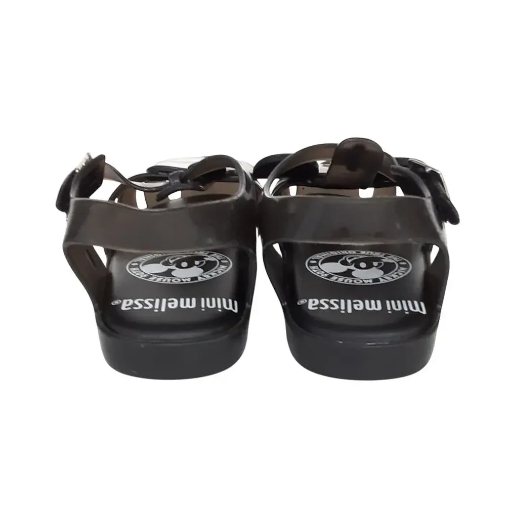 Mini Melissa Mickey Mouse Jelly Sandals Black Fisherman Hook & Loop Girls 12